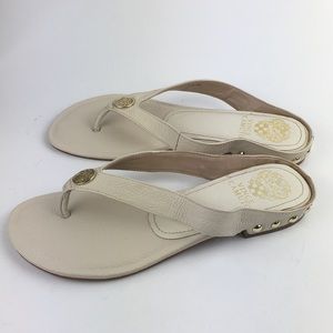 Vince Camuto Gold Heel Studded Leather Sandals